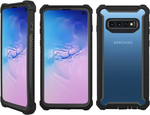 Vista 6 de Asuwish Funda de teléfono para Samsung Galaxy S10e, a prueba de golpes, dura, a prueba de caídas, protección de cuerpo completo, resistente Negro