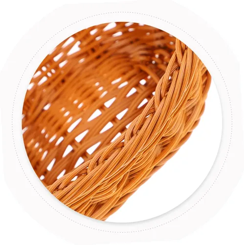 Vista 3 de Cesta tejida, marrón claro, material de plástico y ratán, capacidad de 150 onzas, perfecta para almacenamiento y decoración