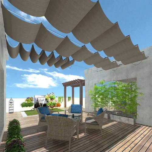 Vista 3 de TANG Cubierta de Sombra para Pérgola de 3' x 12', Toldo Retráctil, Toldos de Sol para Pérgolas de Patio Exterior, Kit para Terraza, Patio Trasero