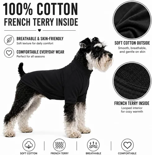 Vista 2 de Lovelonglong Sudadera para perro, otoño, invierno, clima frío, camisetas para perros pequeños, medianos y grandes, ropa de chihuahua, color negro, XS