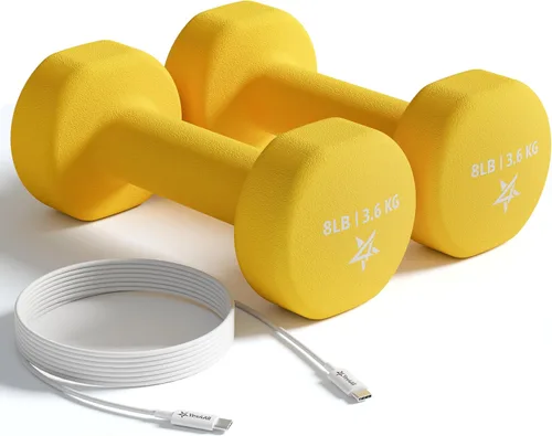 Vista 8 de Yes4All Neoprene Dumbbells, Pairs and Sets with Rack for Home Workouts A. Púrpura