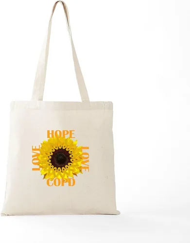 Vista 5 de CafePress COPD Hope - Bolsa de mano de girasol de lona natural, bolsa de compras reutilizable