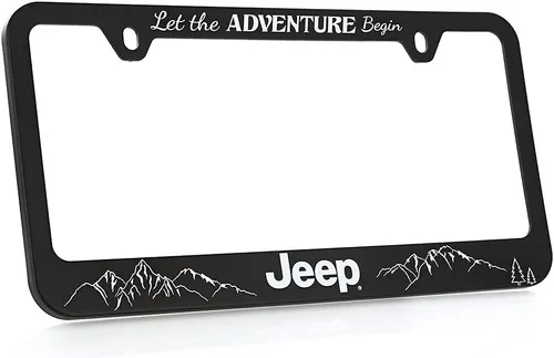 Vista 5 de Jeep Soporte de marco de matrícula de plástico negro - Deja que la aventura comience