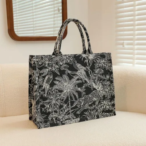 Vista 7 de Bolso de mano de lujo de moda de lino de algodón un bolso de hombro bordado jacquard de gran capacidad retro