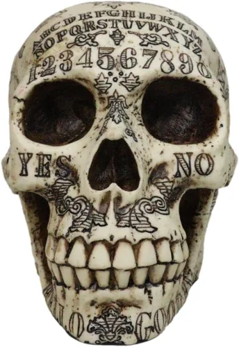 Vista 2 de Ebros Paranormal Ouija Spirit - Figura de calavera mediana sobrenatural, escultura ocultista como decoración del hogar, centro de mesa de fiesta
