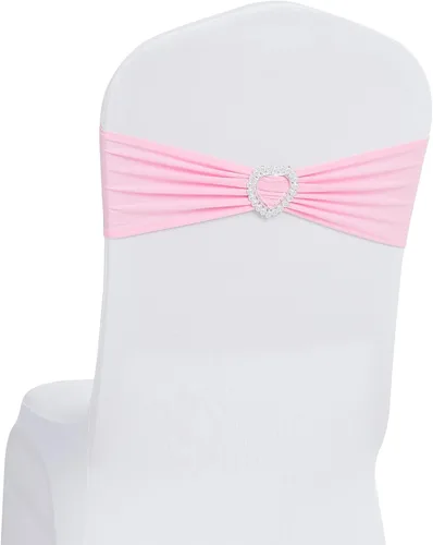 Vista 10 de Paquete de 30 cintas elásticas Howhic de elastano para sillas con lazos, banda de cubierta de silla con hebilla deslizante, lazos elásticos