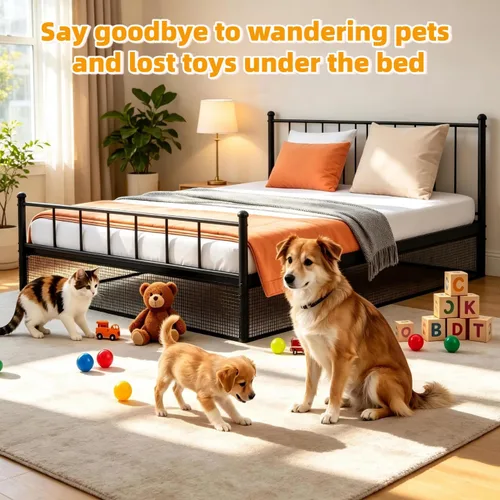 Vista 5 de Bloqueador para debajo de la cama para mascotas, barrera extra alta a prueba de mascotas con lazos de cremallera, bloqueador de muebles cortable
