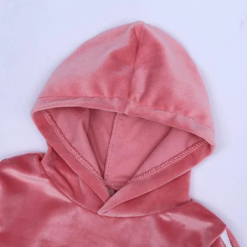 Vista 3 de MYGBCPJS Conjunto deportivo de 2 piezas de sudadera de terciopelo para niña pequeña