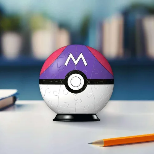 Vista 6 de Ravensburger Rompecabezas 3D 11564 - Bola de rompecabezas Pokémon Pokéballs - Master Ball - [ES] Master Ball - 54 piezas - para fanáticos de Pokémon