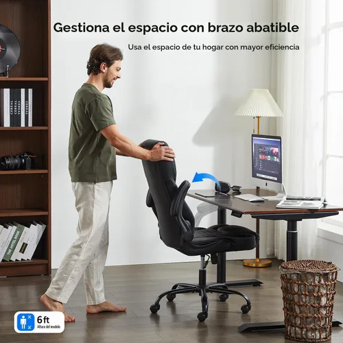 Vista 6 de amseatec Silla de oficina grande y alta, abatible, silla de escritorio