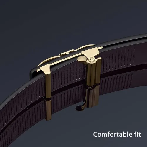 Vista 6 de VANNANBA Cinturones de cuero genuino para hombres, vestido de moda diseñador cinturón deslizante para hombres hebilla automática, con caja de regalo