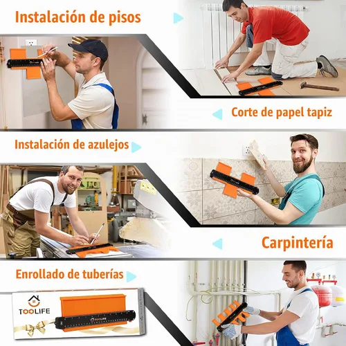 Vista 4 de TOOLIFE Medidor de contorno, regalos de Navidad para hombres, papá, marido, herramientas de carpintería para pisos, carpintería, rellenos