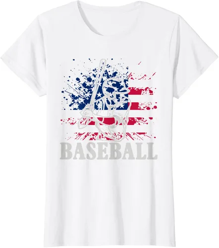 Vista 22 de Camiseta de béisbol deportiva estadounidense con bandera estadounidense, Negro, S