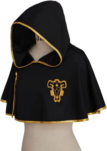 Vista 3 de Disfraz de trébol negro para cosplay, capa de Asta capa con capucha y diadema para hombres