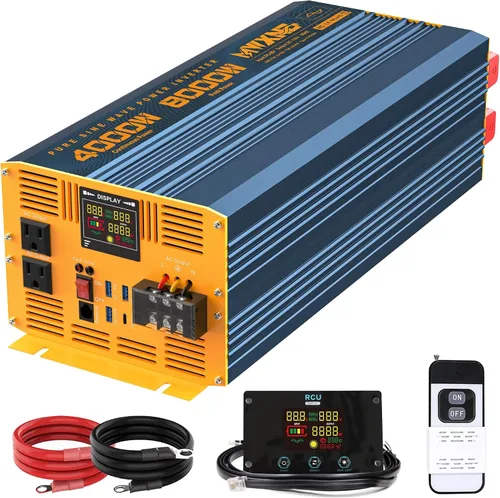 Vista 15 de Inversor de Potencia de Onda Sinusoidal Pura de 1200 Vatios DC 12V a 110V AC Convertidor con Dos Salidas de CA, Puertos USB de Carga Rápida