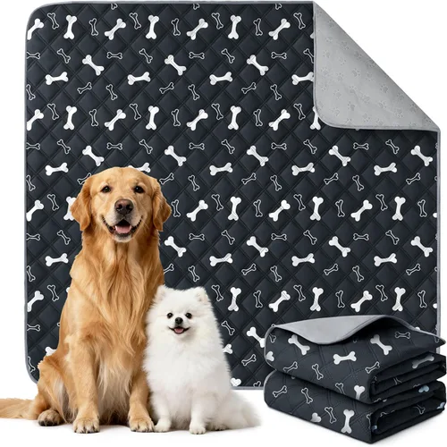 Vista 8 de Eterish Paquete de 2 almohadillas reutilizables y lavables para orina para perros, grandes, extragrandes, 36 x 41 pulgadas, paquete de 2 Beige