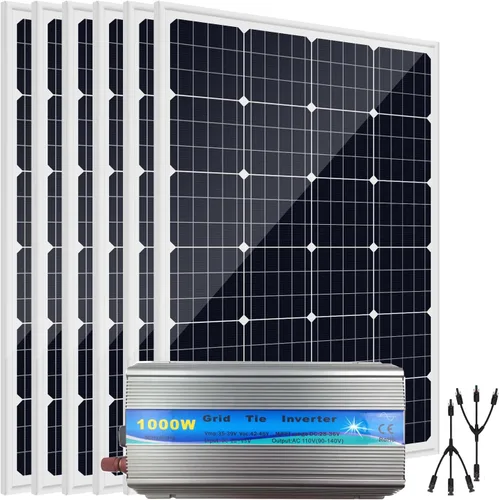 Vista 14 de Kit de panel solar con lazo de rejilla de 480 W y 12 V con inversor: 4 paneles solares mono de 120 W + 1000 W en rejilla MPPT Smart Microinversor