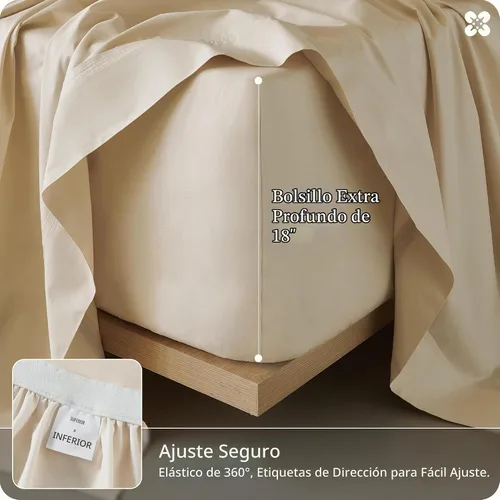 Vista 7 de Bedsure PureWoven Sábanas de enfriamiento de viscosa de bambú Queen, 4 piezas