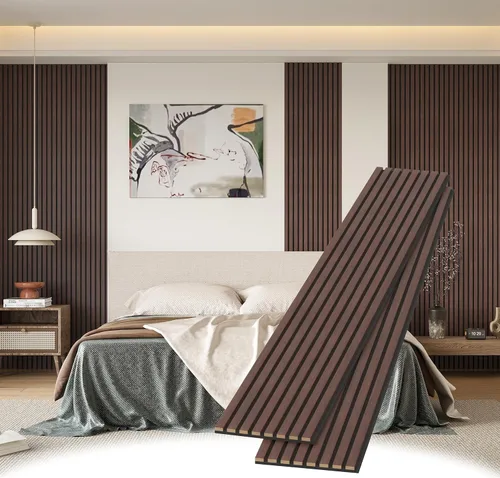 Vista 12 de POHARE Paneles de pared de listones de madera, paquete de 2 paneles decorativos de madera de 8 x 1 pie para pared, elegantes paneles de pared