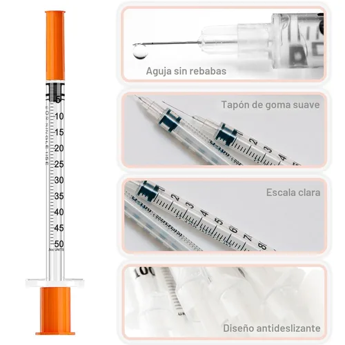 Vista 5 de Jeringa de 0.5ml 31G 8mm con aguja, envuelta individualmente, paquete de 10