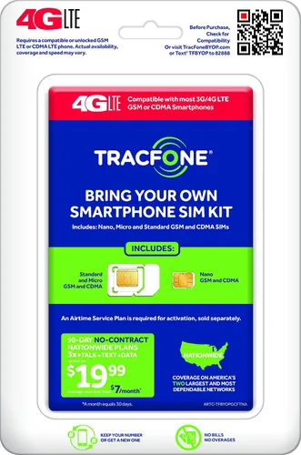 Vista 6 de TracFone "Bring Your Own Phone" kit de activación de tarjeta SIM, 3-in-1 SIM, Blanco