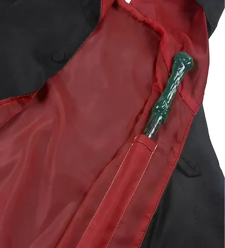 Vista 5 de CASSONRM Bata de mago, capa con capucha, disfraz de mago, capa de vampiro, longitud de 45.3 in, altura recomendada de 69.3-70.9 in, disfraces