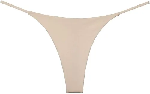 Vista 2 de Tanga de algodón para mujer de doble capa sexy tanga nude paquete de 3