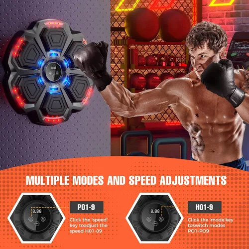 Vista 2 de Máquina de boxeo musical profesional 2026: 9 modos de entrenamiento inteligentes, conectividad Bluetooth ultra estable y dos guantes ergonómicos