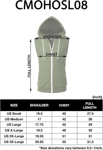 Vista 7 de H2H Mens Casual Slim Fit Zip-up Sleeveless Hoodie Lightweight Workout Tank Tops Gym Hoodies