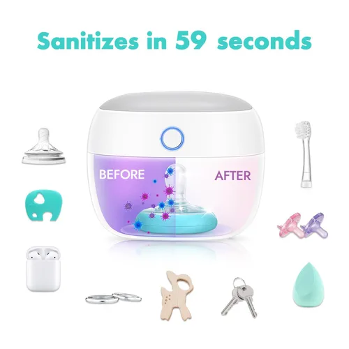 Vista 3 de Papablic Desinfectante portátil para chupete, estuche desinfectante con luz UV sobre la marcha para la salud del bebé, mini caja desinfectante