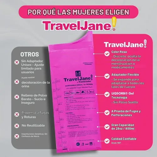 Vista 6 de TravelJane Disposable Urinal Bags – Leakproof – (TJ1R-C)