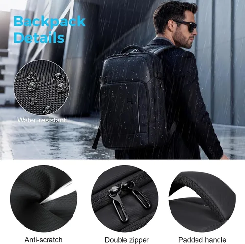 Vista 4 de TANGCORLE - Mochila de viaje, mochila de mano aprobada por aerolíneas para viajes, mochila para laptop de 17.3 pulgadas para hombres, Mediana