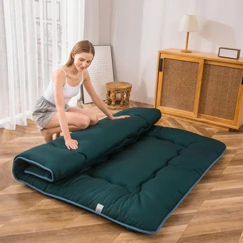 Vista 51 de MAXYOYO Colchón Japonés de Suelo Futón Colchón, Tapete de Tatami Engrosado de 4", Almohadilla para Dormir Plegable Enrollable para Niños y Niñas