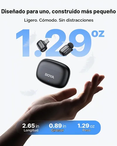 Vista 3 de BOYA Mini 2 Micrófono Lavalier Inalámbrico para iPhone 15/16/17, Teléfono Negro