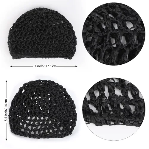 Vista 3 de Etercycle 3 piezas de malla de ganchillo para mujer, malla de ganchillo de punto de rayón suave, accesorio para dormir (negro)