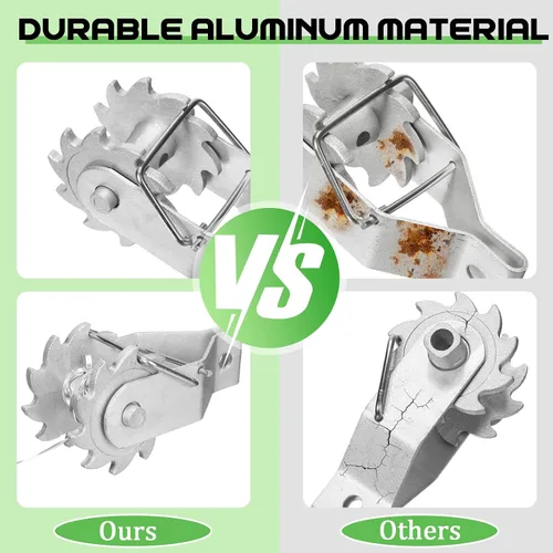 Vista 4 de Lasnten Paquete de 40 coladores de alambre eléctricos para cercas resistentes en línea, coladores de alambre de trinquete de aluminio con clip