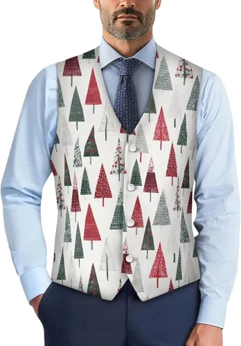 Vista 12 de TODIYADDU Chaleco de cuello en V para hombre, chaquetas de traje sin mangas Maple Leaf