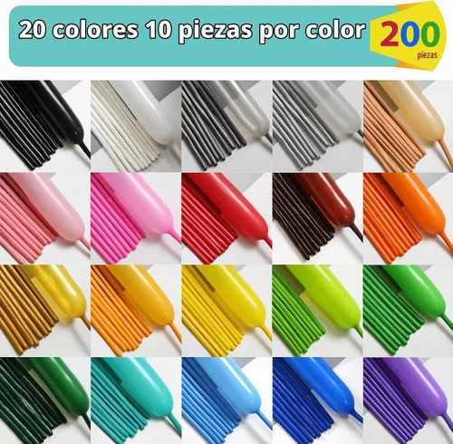 Vista 2 de 200 globos giratorios, 260 globos largos de colores surtidos