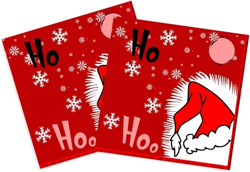 Vista 2 de Servilletas de Navidad – Servilletas desechables de papel rojo para fiesta de sombrero de Navidad, decoración de fiesta de copo de nieve de Navidad