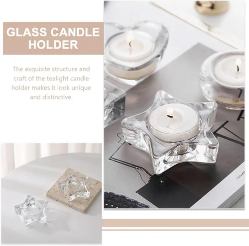 Vista 8 de Portavelas Tealight para Navidad, 2 unidades, portavelas en forma de estrella, para centro de mesa, bodas, mesa de comedor, decoración del hogar