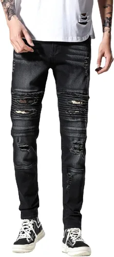 Vista 3 de Liuhond Jeans elásticos rasgados con agujeros rectos para hombre