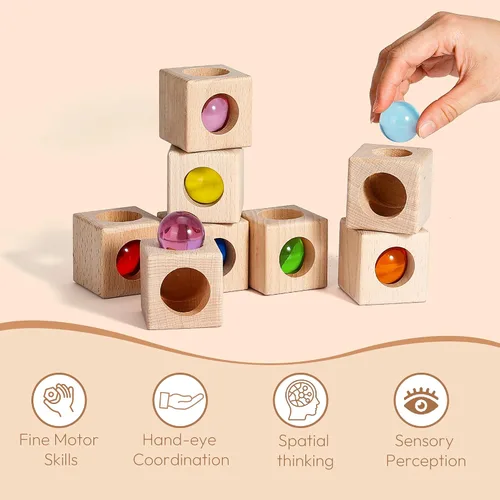 Vista 8 de Woodtoe Montessori - Juguete apilable para niños de 3, 4, 5, 6 años, bloques de construcción arcoíris para niños pequeños, bloques apilables