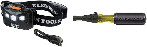 Vista 9 de Klein Tools 56048 Linterna frontal LED recargable de apagado automático, correa de tela ajustable y nivel de 935AB4V, torpedo magnético de 6