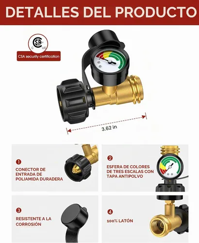 Vista 3 de GasXpert Indicador de nivel de tanque de propano, medidor de parrilla de gas para tanque de propano de 5 a 40 libras, escala mejorada de 3
