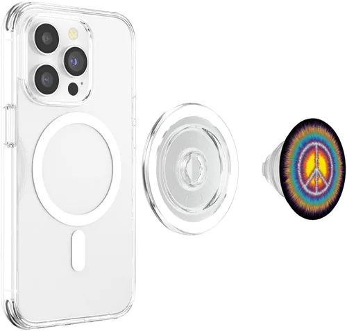 Vista 4 de Sunburst Peace SIgn Groovy 70s Retro Peace Sign PopSockets MagSafe PopGrip para iPhone