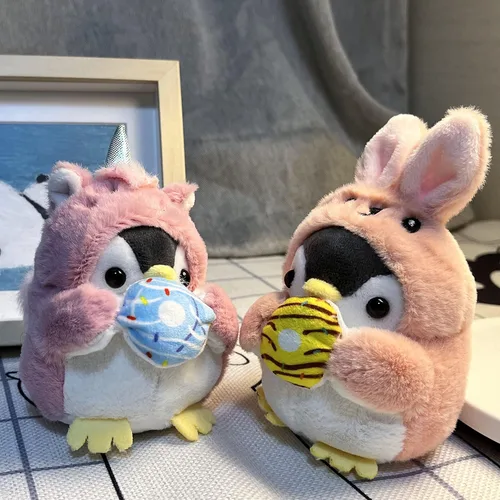 Vista 4 de Lindos llaveros de San Valentín, llavero kawaii, animales de peluche pequeños, pingüino de unicornio rosa, lindos llaveros para mochilas, llavero