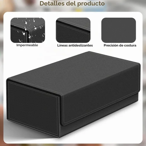Vista 5 de Homthy Caja de almacenamiento de cubierta de 1200+ cartas para cartas de intercambio, caja de almacenamiento de cartas de cuero Commander con 1200+