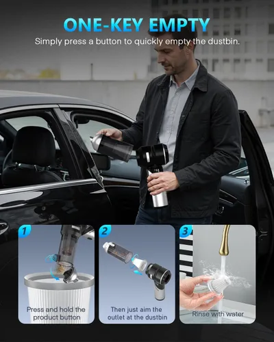 Vista 9 de NEVERLAND Aspiradora de mano inalámbrica para automóvil, 15000 PA de alta potencia 4 en 1, portátil, plegable, pequeño kit de detalles, aspiradora