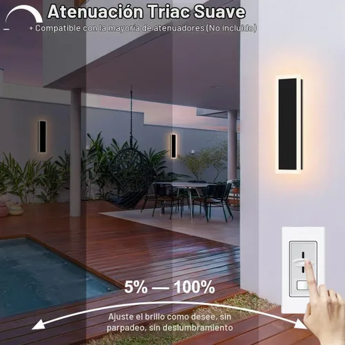 Vista 3 de Luz de pared al aire libre moderna de 18 pulgadas IP65 impermeable