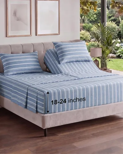 Vista 455 de Extra Deep Twin XL Sheet Set - 3 Piece College Dorm Room - White 01-Blanco